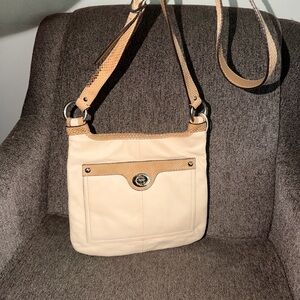 Coach Penelope Ivy leather Cream and Tan Snakeskin Crossbody Bag